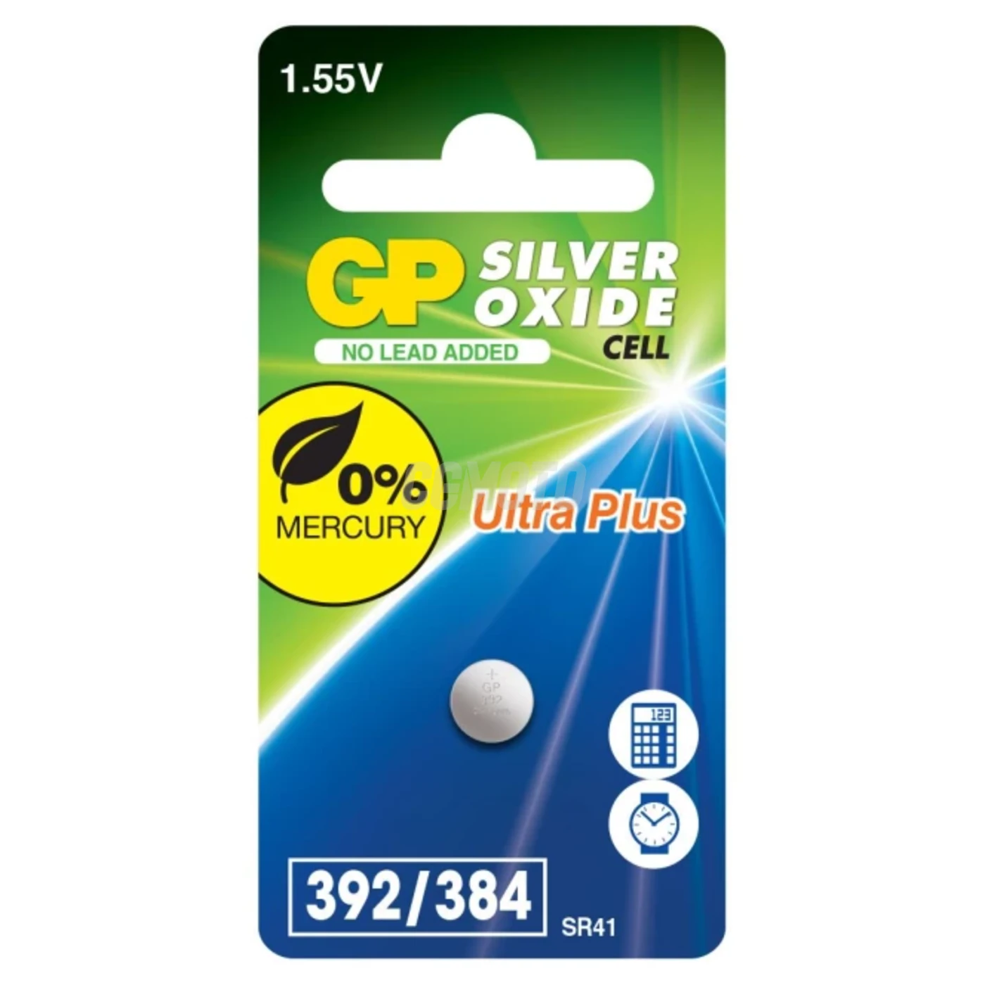 1 batteria a bottone all'ossido d'argento SR41 1,55 V Ultra Plus 