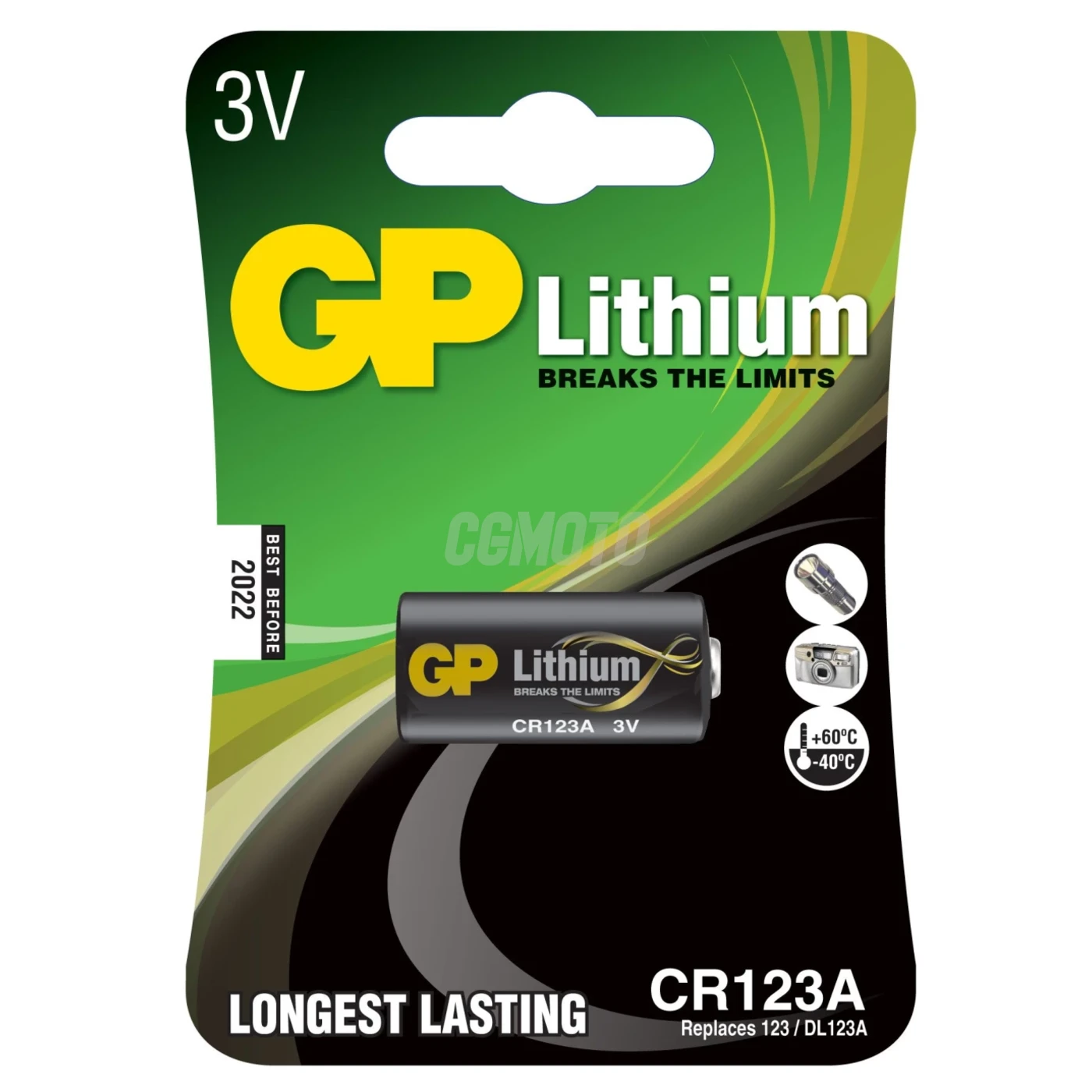 1 batteria al litio CR123A 3 V 