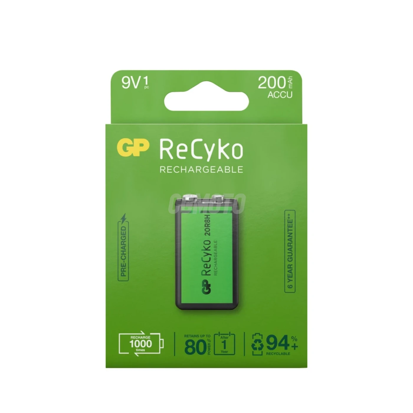 1 batteria ricaricabili NIMH 6LF22 9 V Recyko 200 mAh