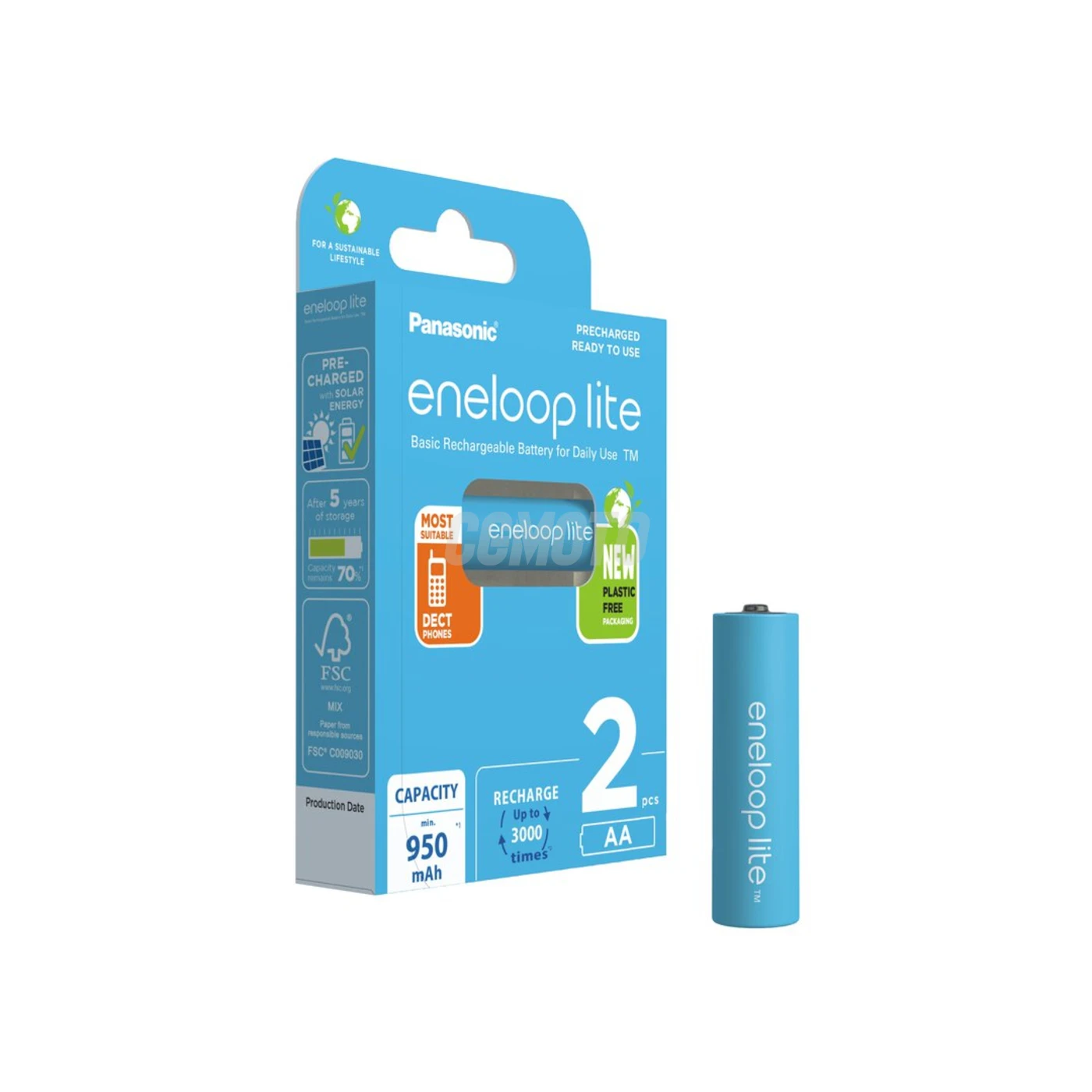 2 batterie ricaricabili NIMH AA 1,2 V Lite 950mAh