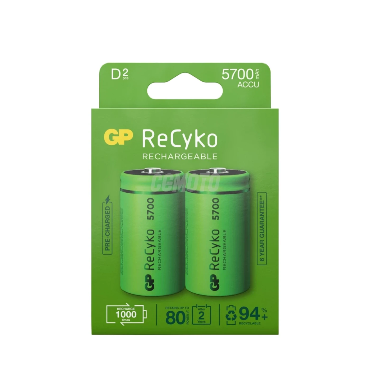 2 batterie ricaricabili NIMH D 1,2 V Recyko 5700 mAh