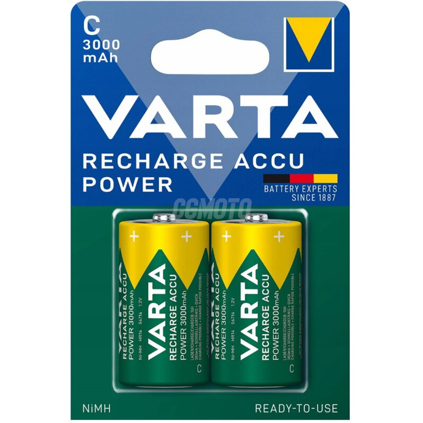 2 batterie ricaricabili NIMH LR14/C 1,2 V Ready2Use 3000 mAh 