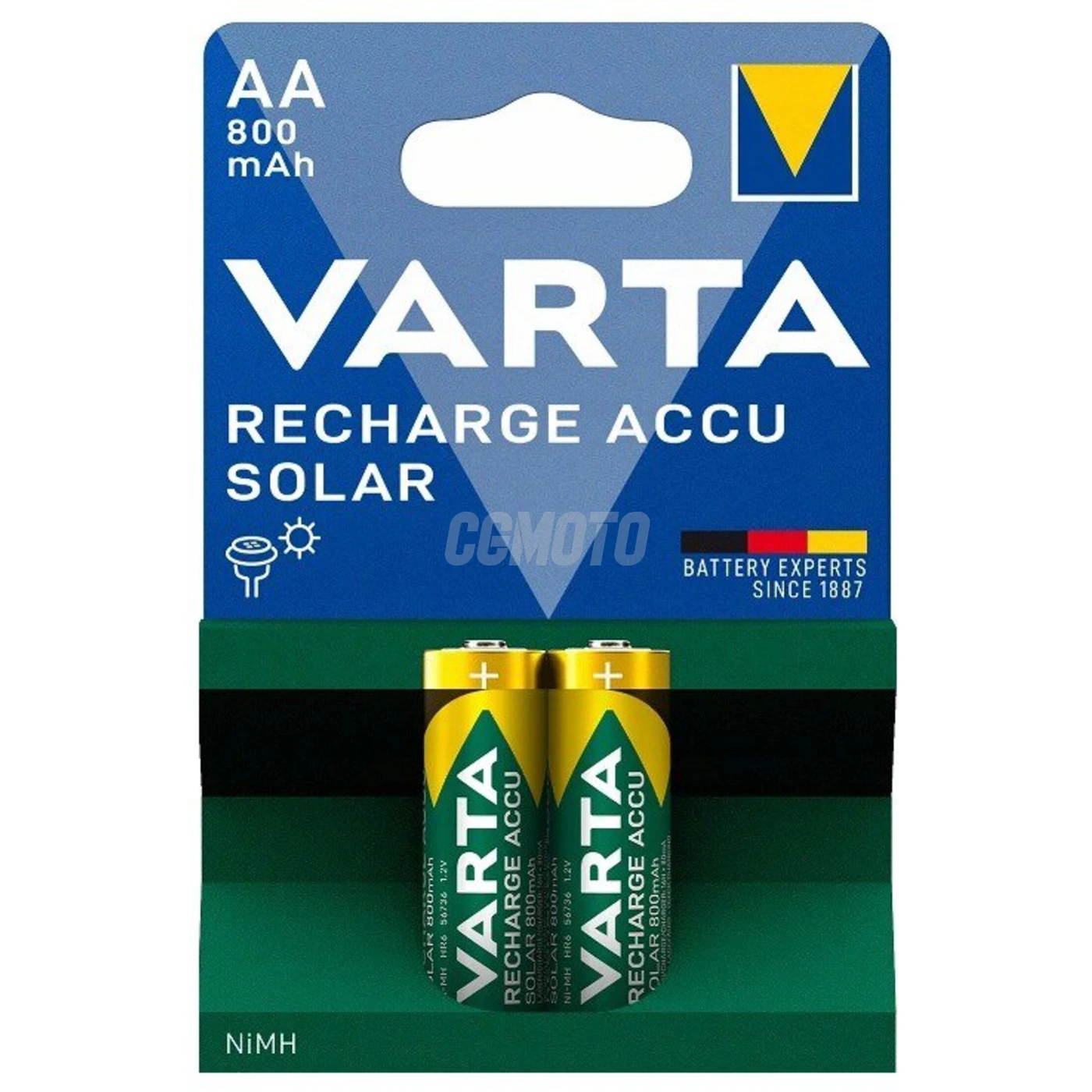 2 batterie ricaricabili NIMH LR6/AA 1,2 V Solar 800 mAh