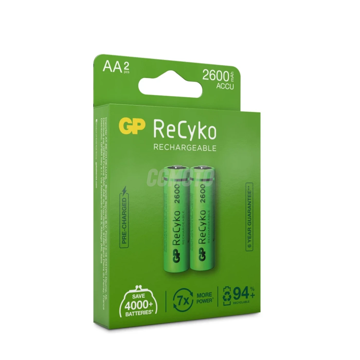 Blister di 2 Batterie AA Ricaricabili Recyko+ 2600mAh