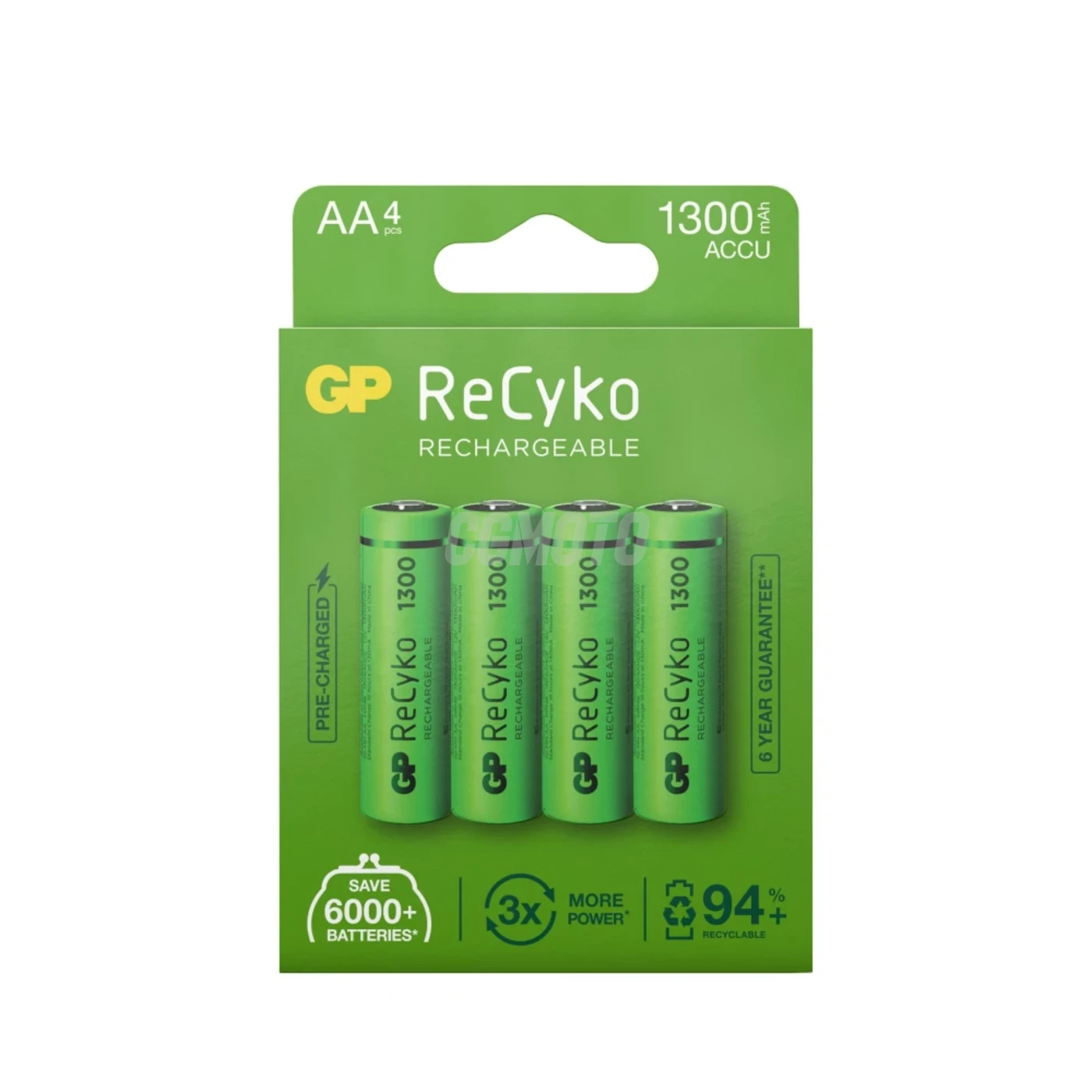 Blister di 4 Batterie AA Ricaricabili Recyko+ 1300mAh