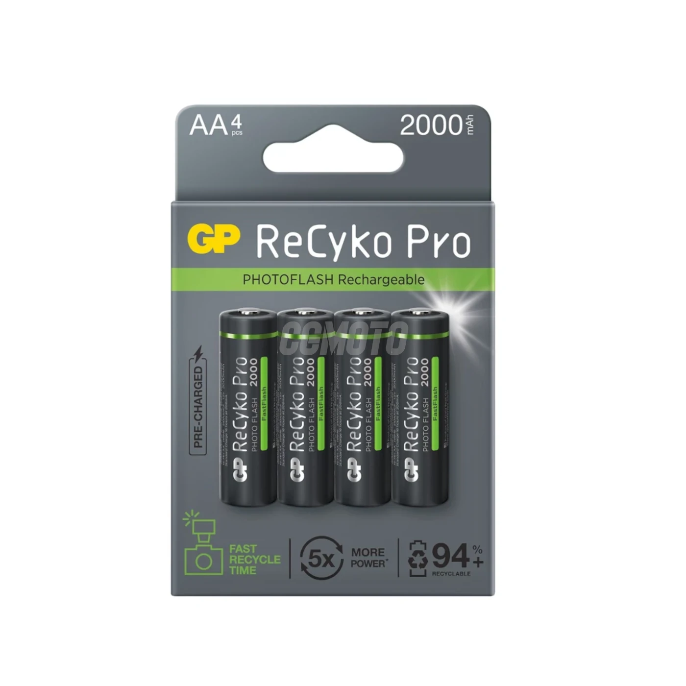 Blister di 4 Batterie AA Ricaricabili Recyko+ 2000mAh (Photo Flash)