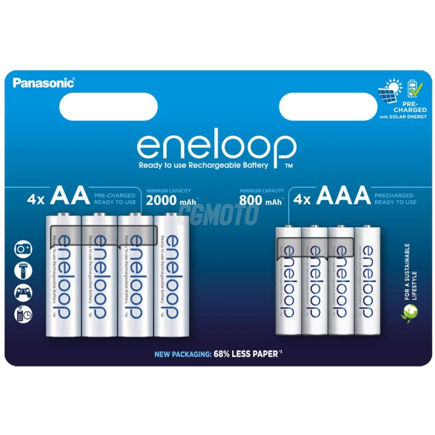 4 + 4 batterie ricaricabili NIMH AA + AAA 1,2 V 