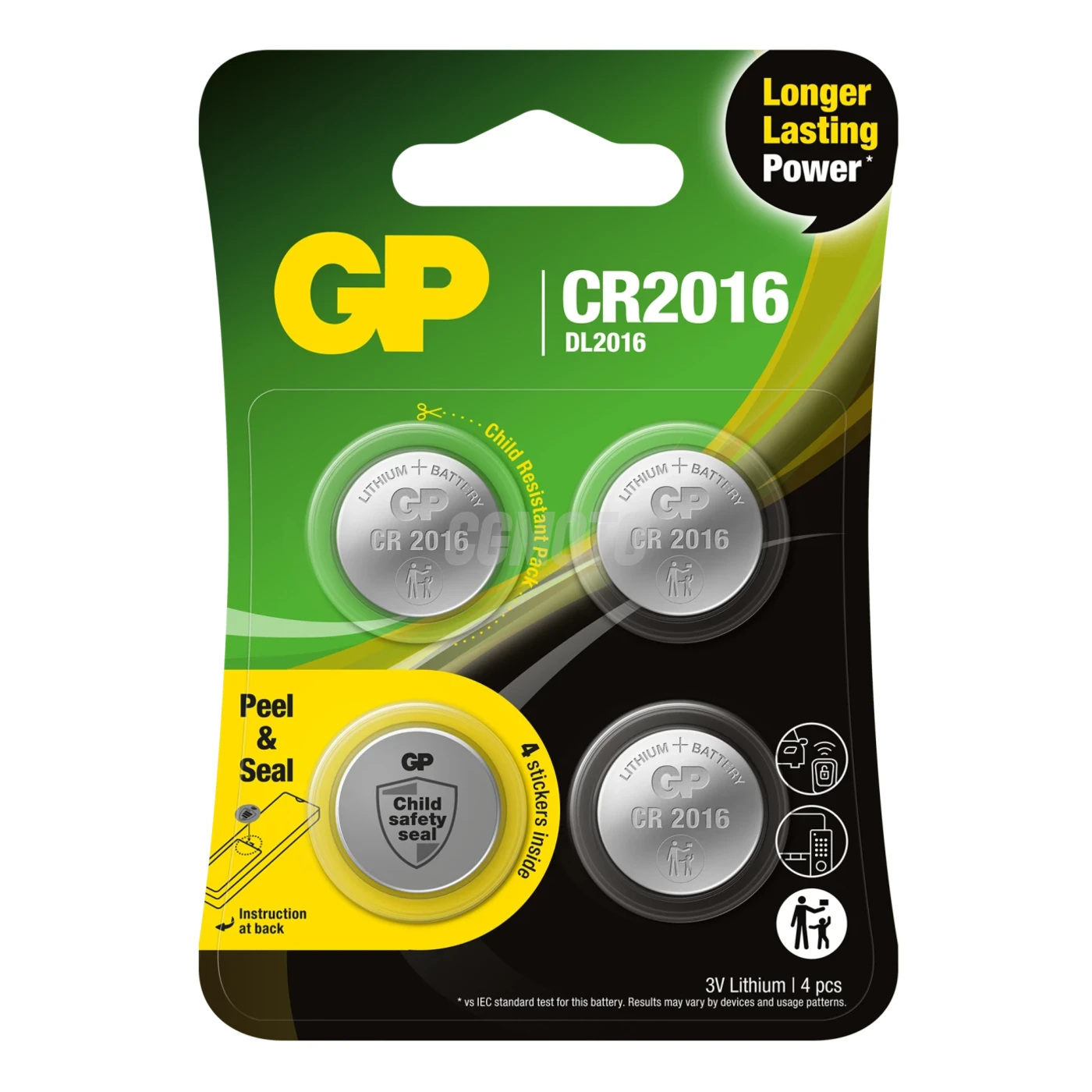 4 batterie a bottone al litio CR2016 3 V 