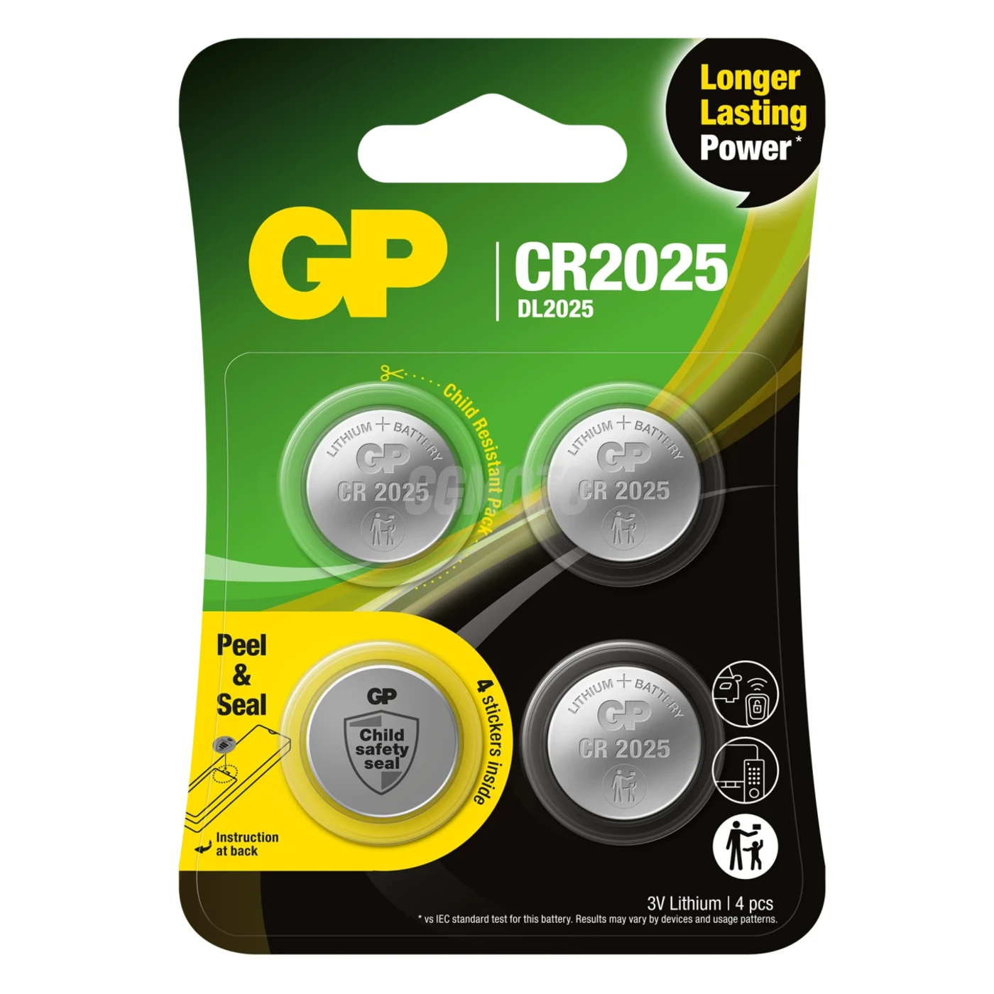 4 batterie a bottone al litio CR2025 3 V 