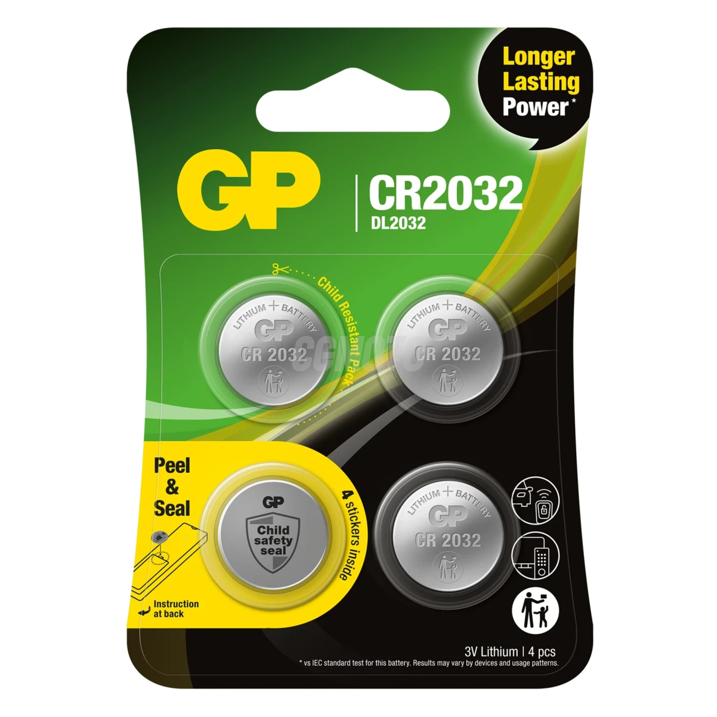 4 batterie a bottone al litio CR2032 3 V 