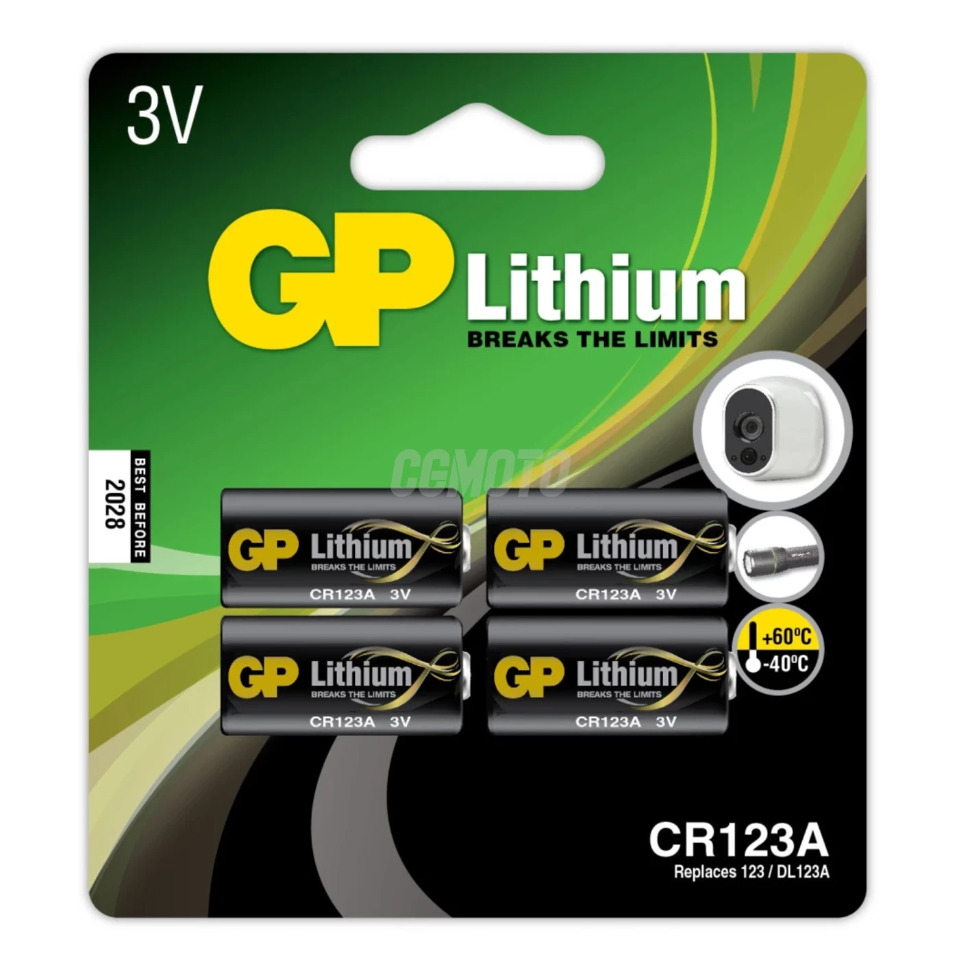 4 batterie al litio CR123A 3 V 