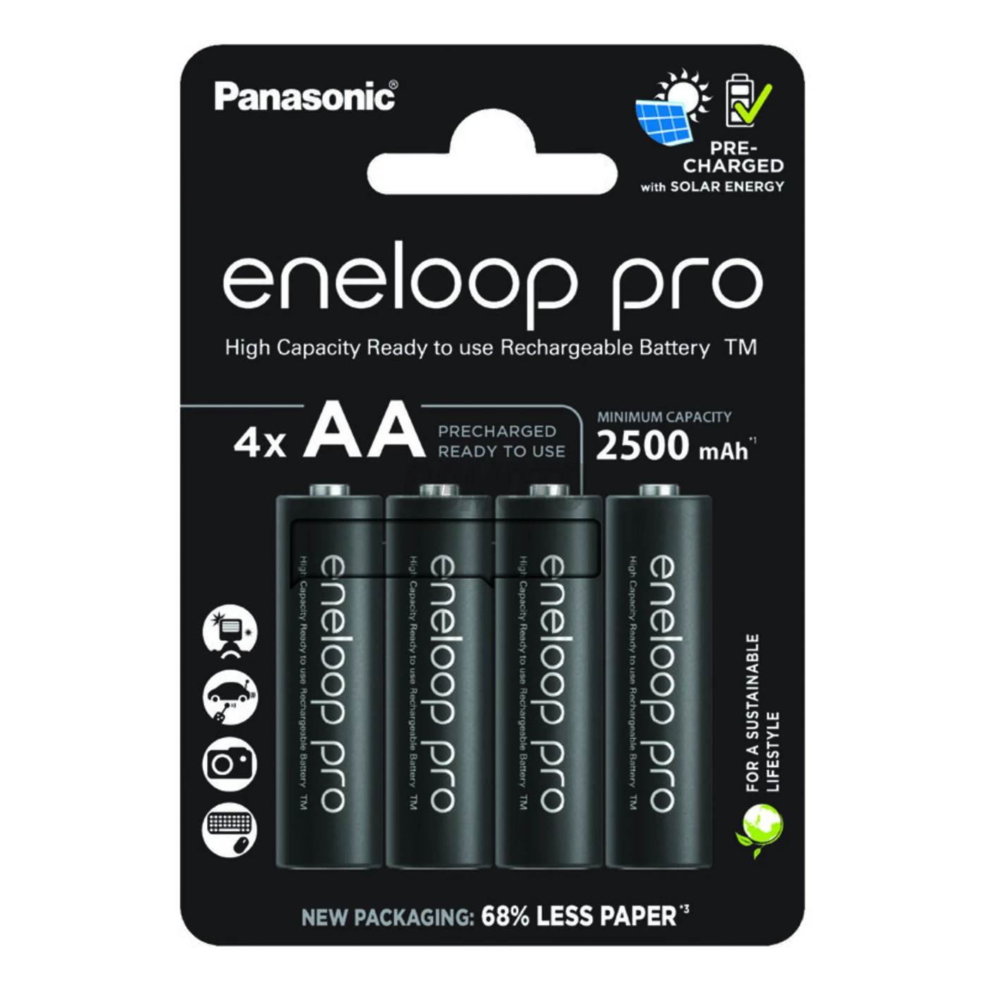 4 batterie ricaricabili NIMH AA 1,2 V PRO 2500 mAh