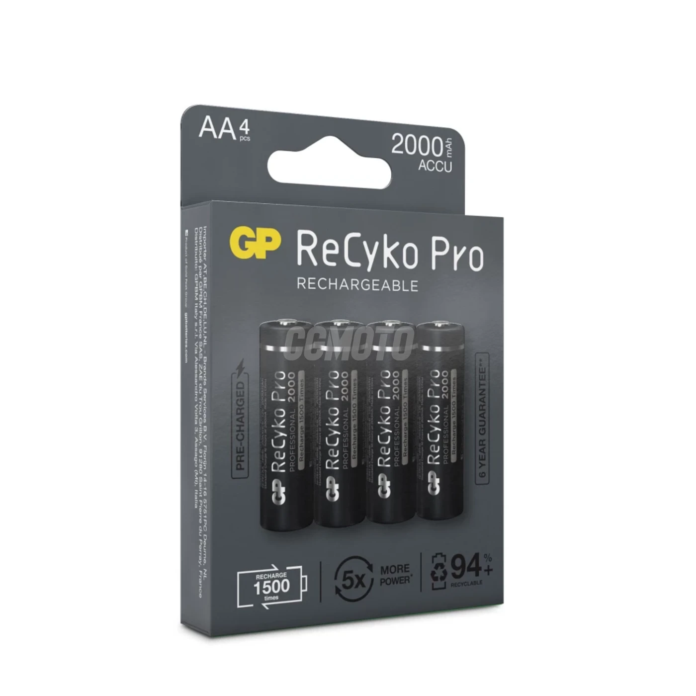 4 batterie ricaricabili NIMH AA 1,2 V Recyko Pro 2000 mAh