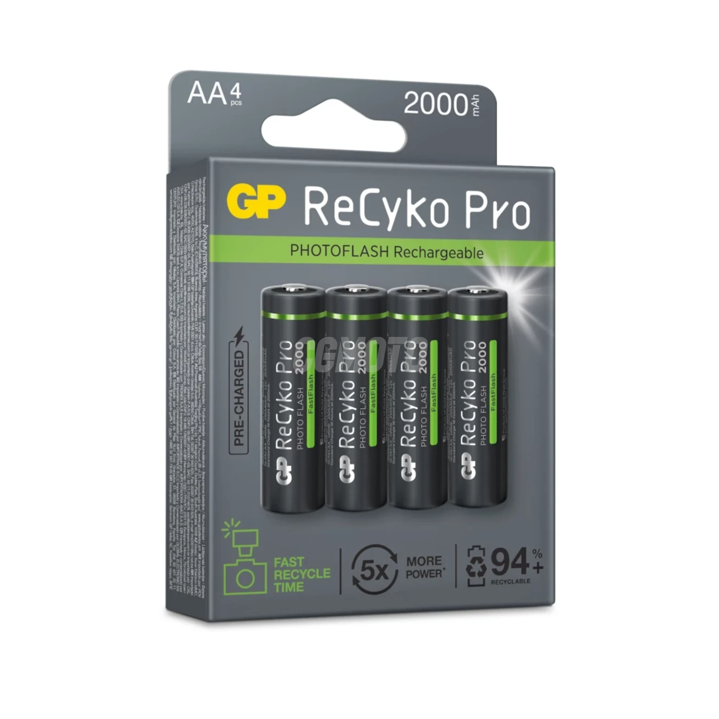 4 batterie ricaricabili NIMH Photoflash AA 1,2 V Recyko Pro 2000 mAh