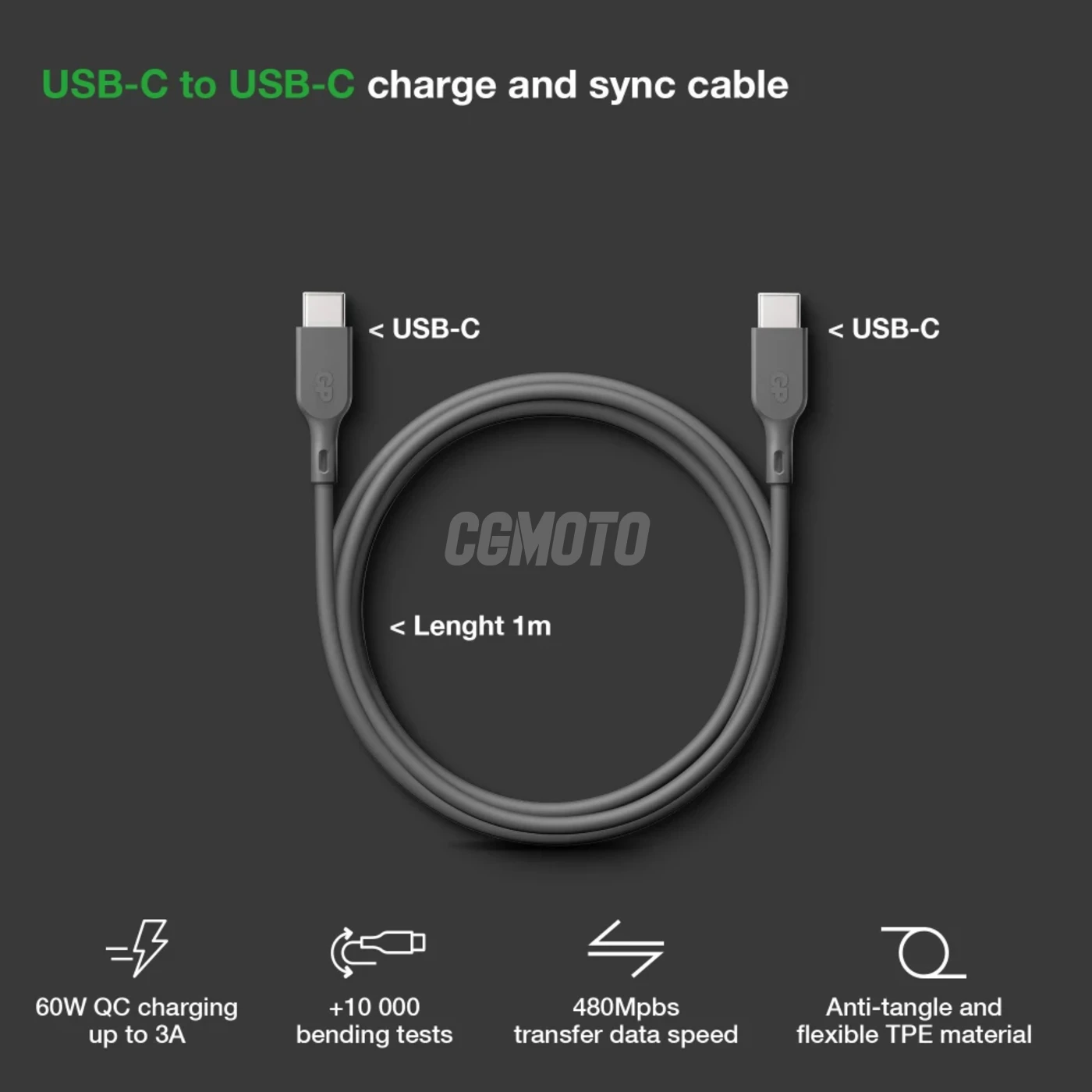 Essentials Cavo USB-C a USB-C da 1m (60W) - Grigio