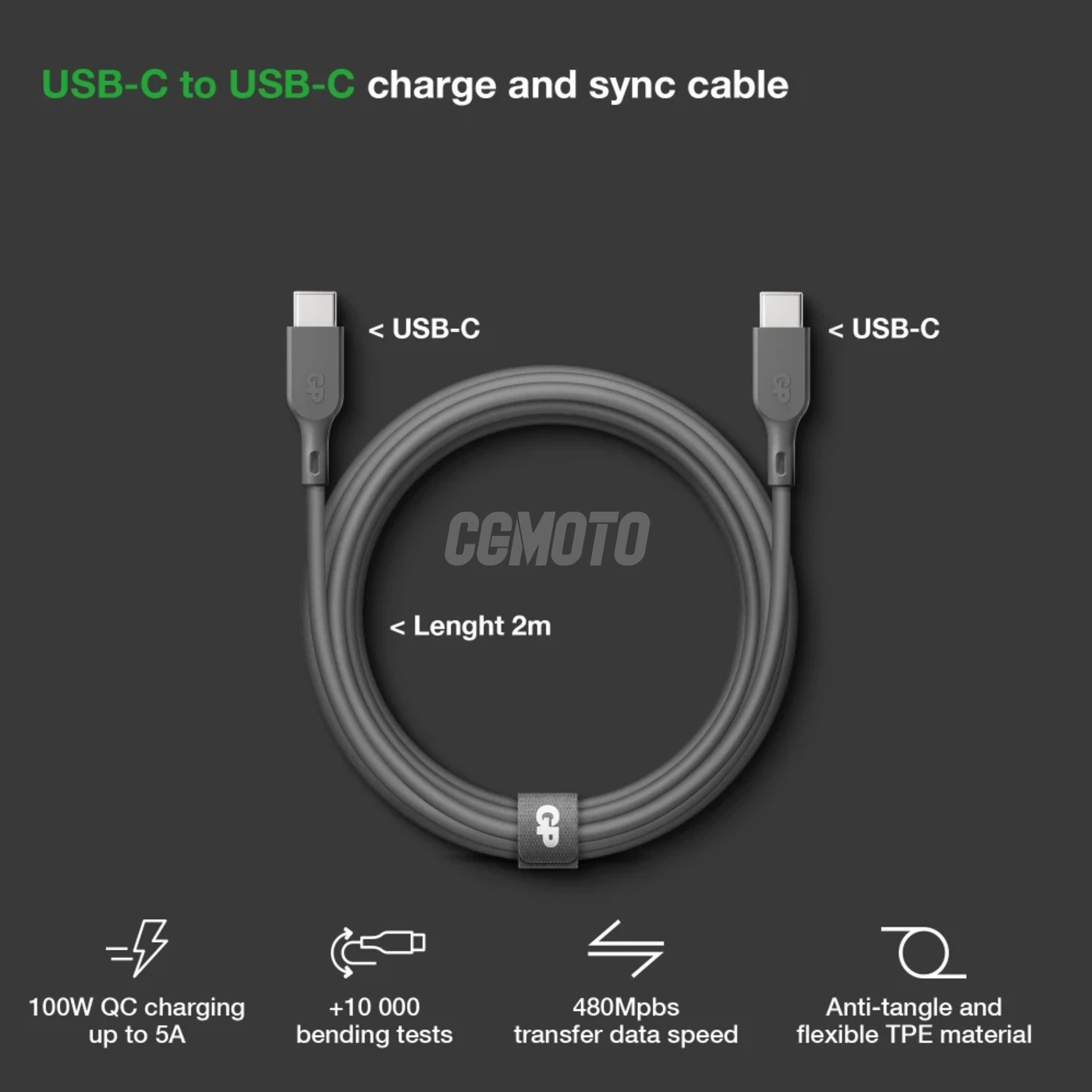 Essentials Cavo USB-C a USB-C da 2m (100W) - Grigio