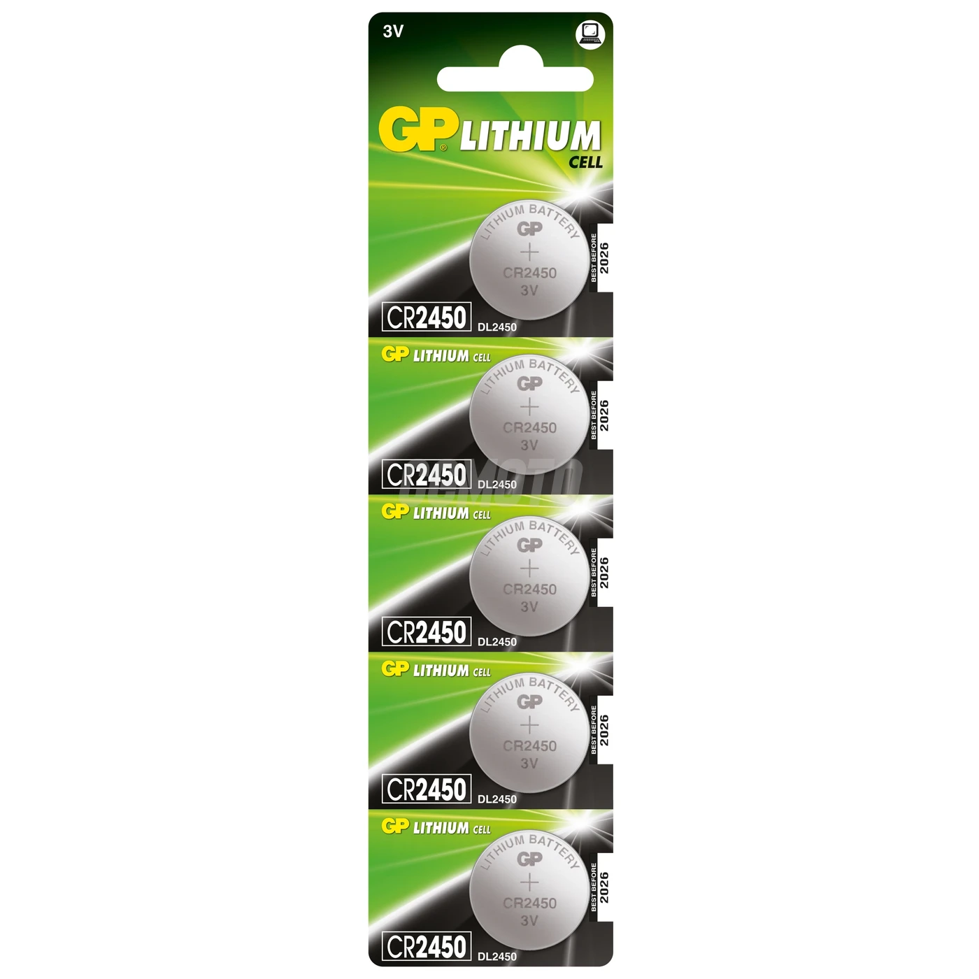 5 batterie a bottone al litio CR2450 3 V 