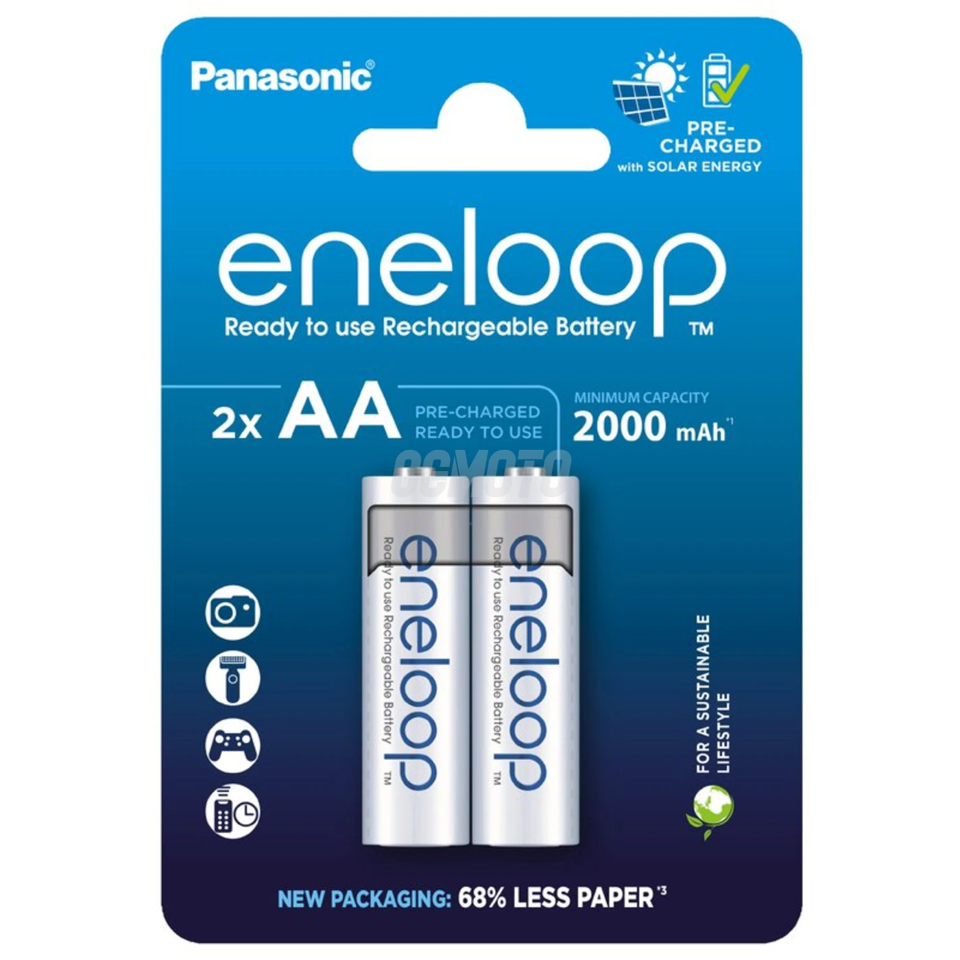 Panasonic Eneloop R6 AA 2000mAh x 2 pile ricaricabili (blister) 