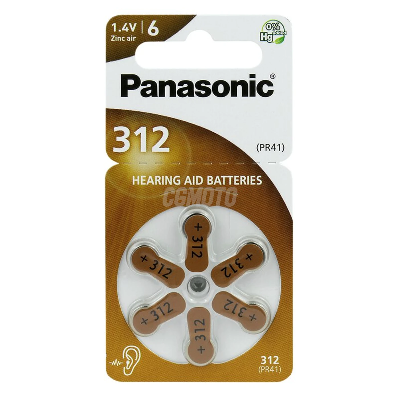 6 batterie acustiche zinco-aria 312 1,4 V 