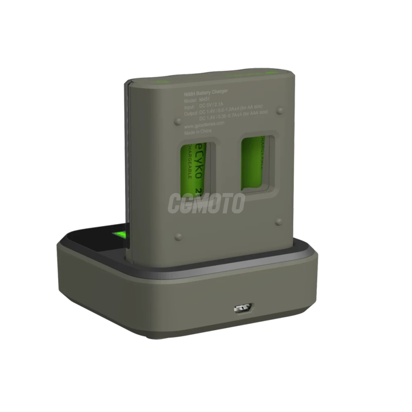 Caricabatterie rapido 2-4 ore M451 USB + 4 batterie NiMH AA  2600 mAh + stazione D451
