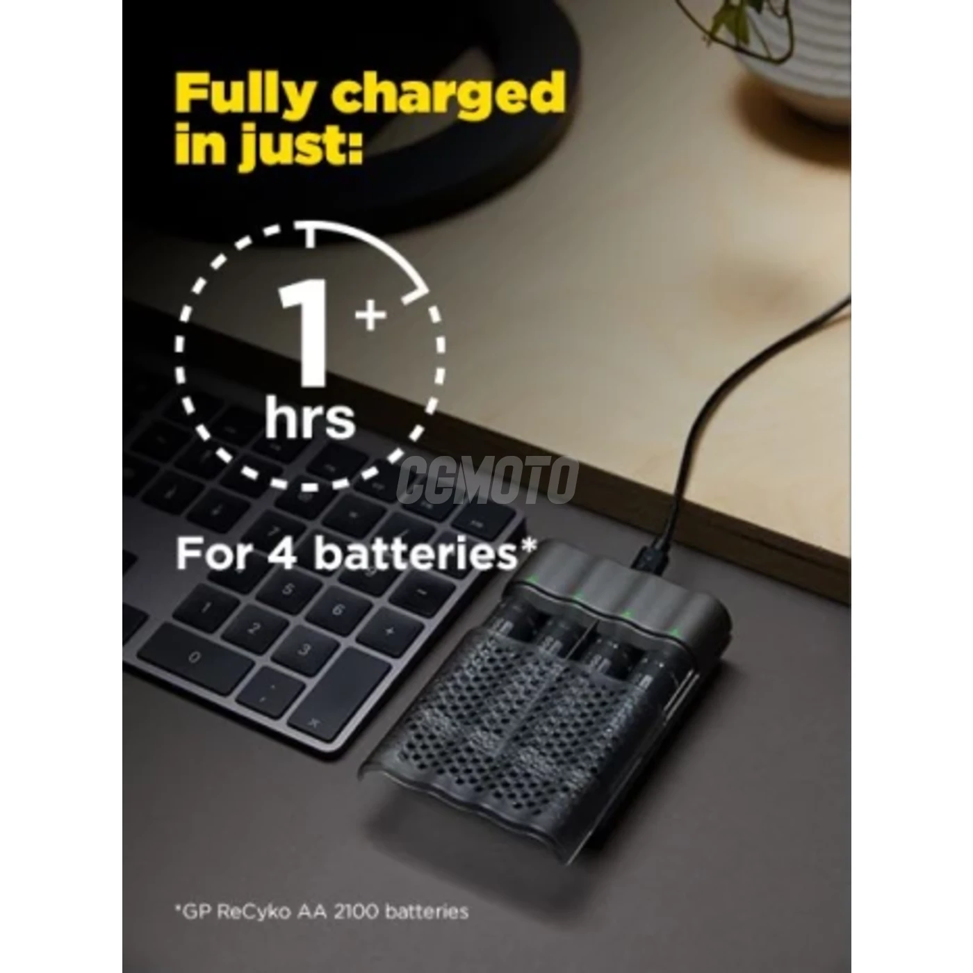 Caricabatterie rapido USB GP P461  + 4 batterie NiMH AA 2000 mAh Pro