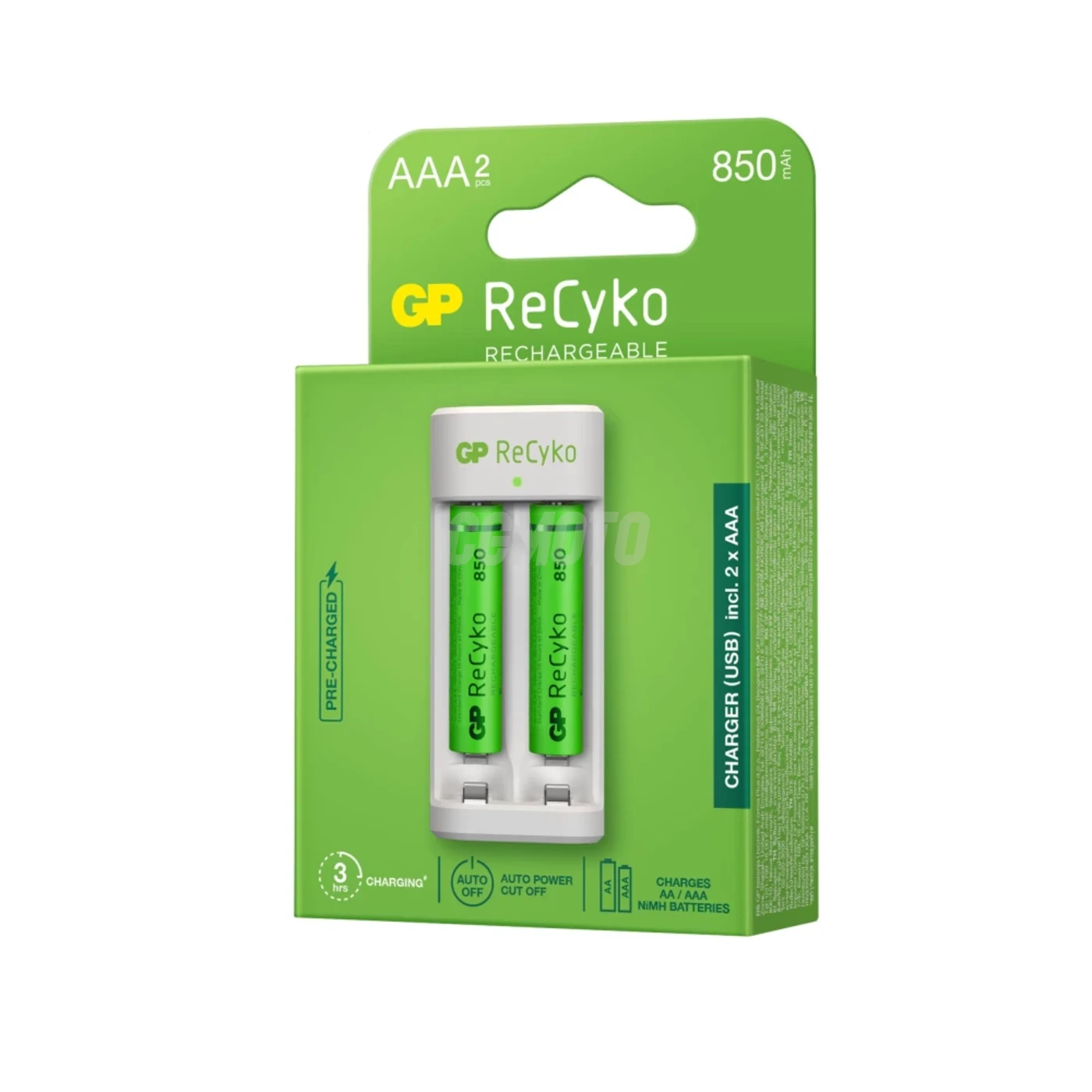 Caricabatterie standard GP E211 + 2 batterie NiMH AAA 850 mAh