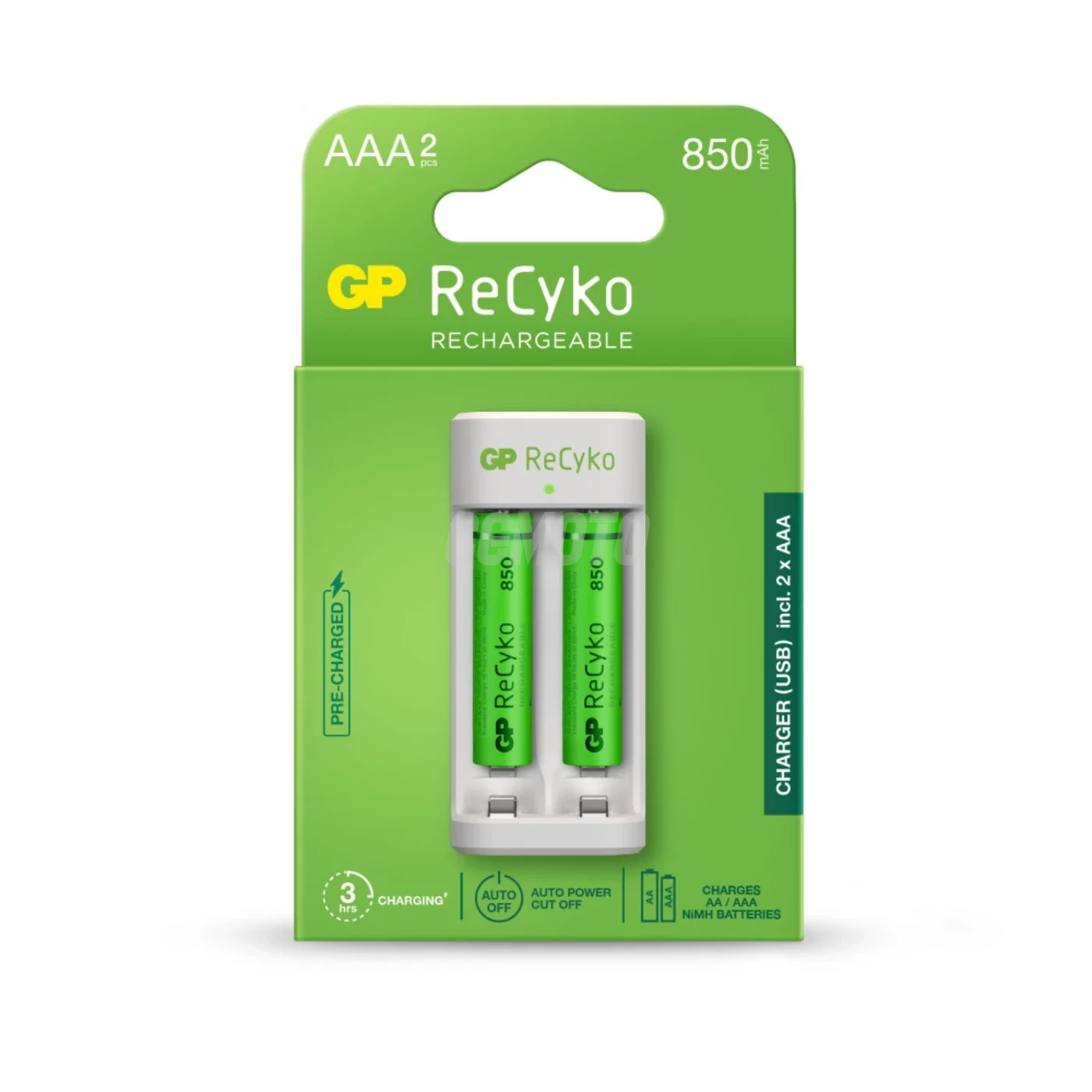 Caricabatterie standard GP E211 + 2 batterie NiMH AAA 850 mAh
