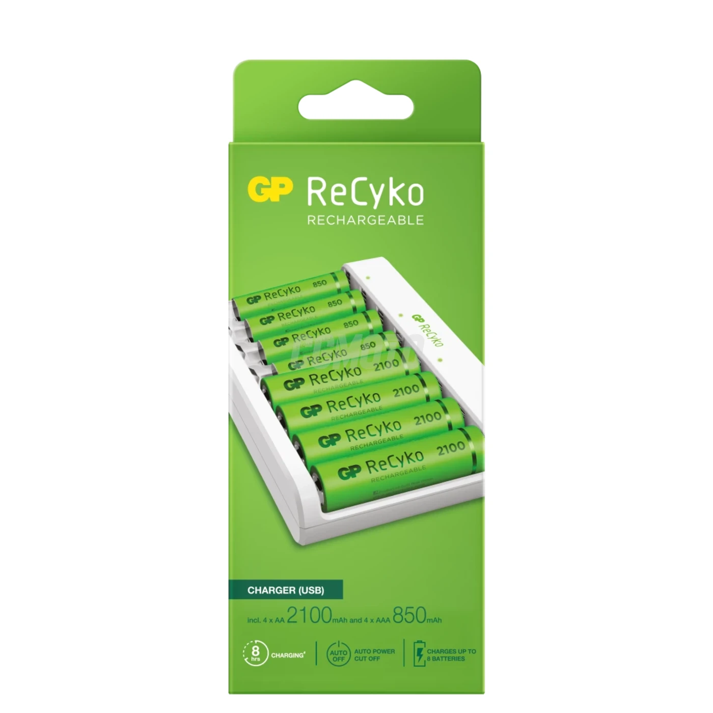 Caricabatterie standard GP E811 + 8 batterie NiMH 4xAA 2100mAh + 4xAAA 850mah