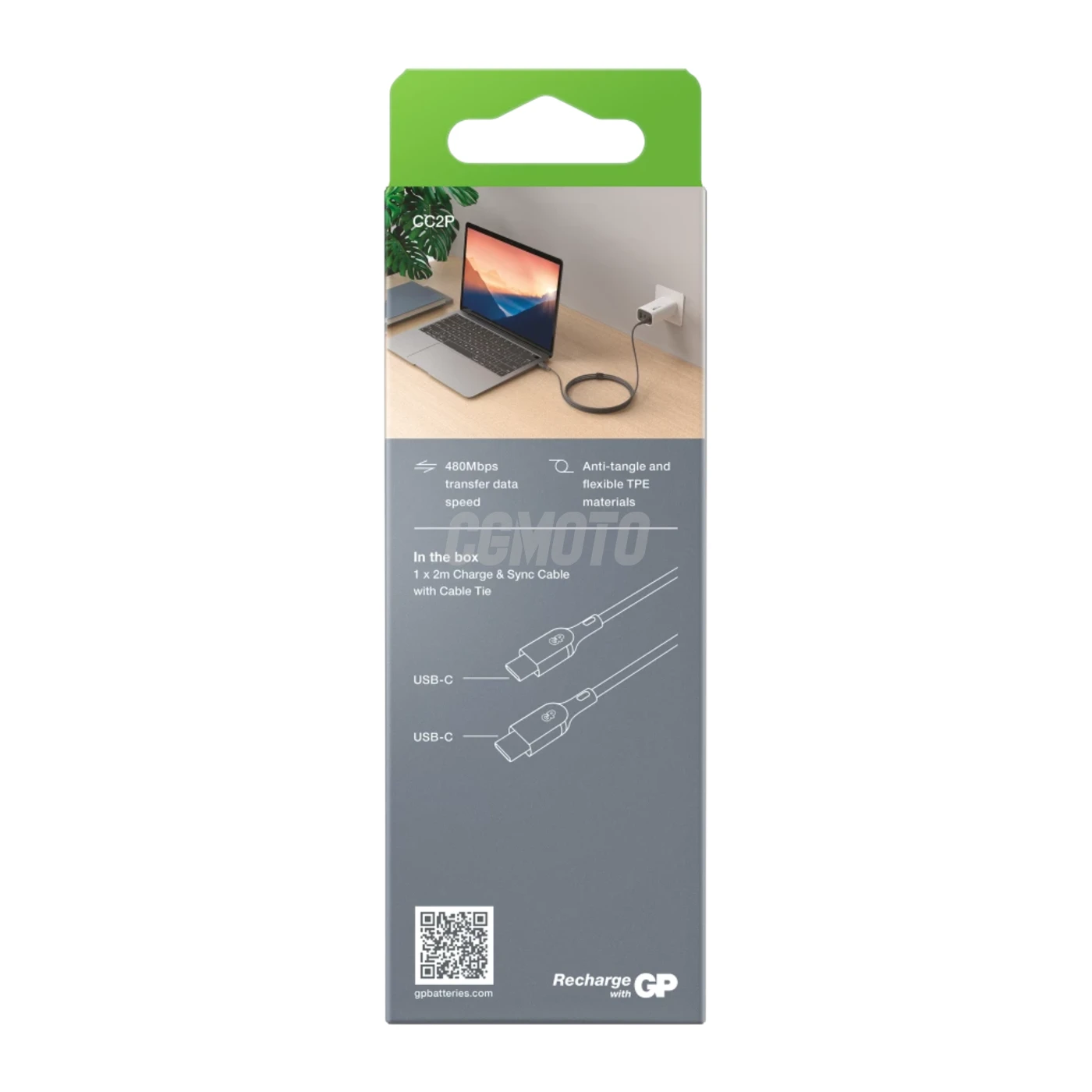 Essentials 2m USB-C to USB-C cable (100W) - Grey