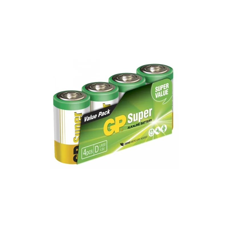Pile alcaline 4 x D / LR20 SUPER - 1,5V - GP Battery Pile alcaline 4 x D / LR20 SUPER - 1,5V - GP Battery