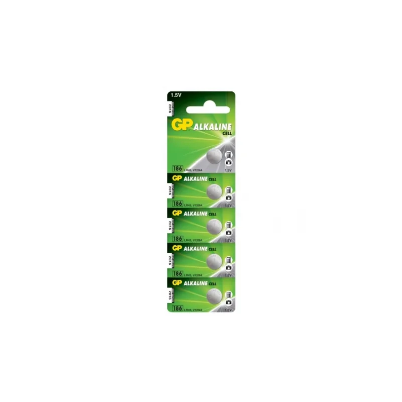Pile bouton alcaline 5 x GP 186 / LR43 / V12GA - 1,5V - GP Battery