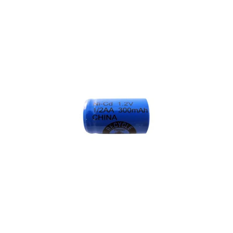 Pile NiCD 1/2 AA 300 mAh tête plate - 1,2V - Evergreen