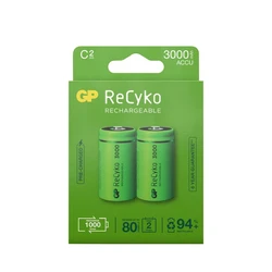 2 batterie ricaricabili NIMH C 1,2 V Recyko 3000 mAh
