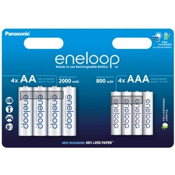 4 + 4 batterie ricaricabili NIMH AA + AAA 1,2 V 