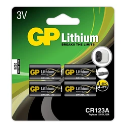 4 batterie al litio CR123A 3 V 