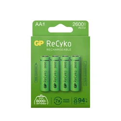 4 batterie ricaricabili NIMH AA 1,2 V Recyko 2600 mAh