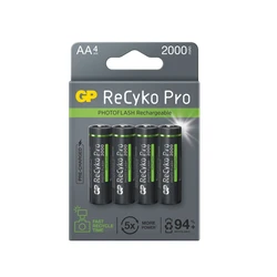 4 batterie ricaricabili NIMH Photoflash AA 1,2 V Recyko Pro 2000 mAh