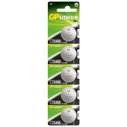 5 batterie a bottone al litio CR2450 3 V 