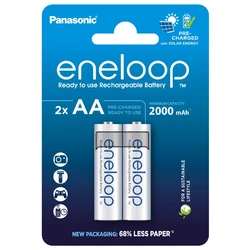 Panasonic Eneloop R6 AA 2000mAh x 2 pile ricaricabili (blister) 