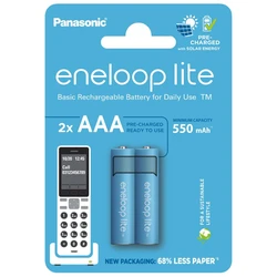 Panasonic Eneloop Lite DECT NEW R03 AAA 550mAh x 2 pile ricaricabili (blister)
