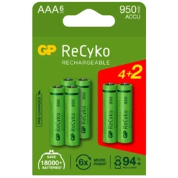 6 batterie ricaricabili NIMH AAA 1,2 V Recyko 950 mAh