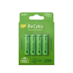 Blister da 4 batterie ricaricabile Recyko+ AA 1300mAh