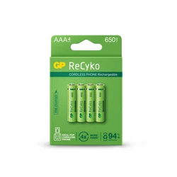 Blister da 4 batterie ricaricabile Recyko+ AAA 650mAh Dect Phone Power