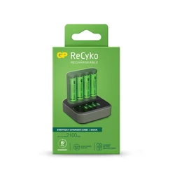 Caricabatterie 6 ore GP B421 (USB) + 4 batterie NiMH AA 2000 mAh + stazione D451