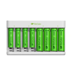 Caricabatterie standard GP E811 + 8 batterie NiMH 4xAA 2100mAh + 4xAAA 850mah